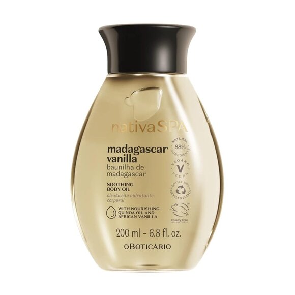 Nativa SPA Madagascar Vanilla Body Oil - Soothing 200ml Vegan & Antioxidant Rich